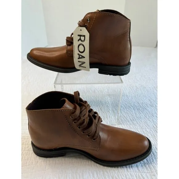 ROAN Men's SZ 8 Leather Lace Up Ankle Boots Casual Brown