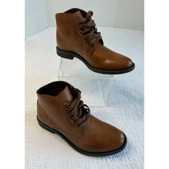 ROAN Men's SZ 8 Leather Lace Up Ankle Boots Casual Brown
