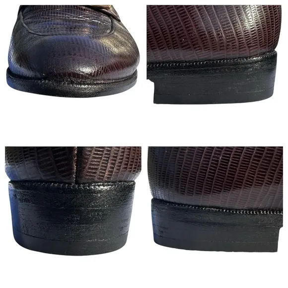 Robert Clergerie Loafers Shoes Brown Lizard Skin Leather US 6 1/2 Medium Vintage