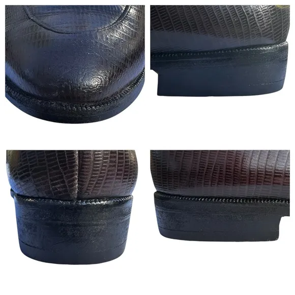 Robert Clergerie Loafers Shoes Brown Lizard Skin Leather US 6 1/2 Medium Vintage