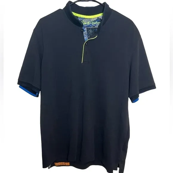 Robert Graham Classic Fit Polo Black Neon Trim Camo Inner XL Great Condition