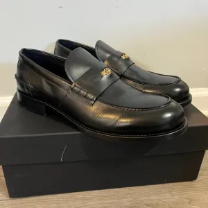 Roberto Cavalli Leather Penny Loafers Men's Size 43.5/10.Black Murano Italy