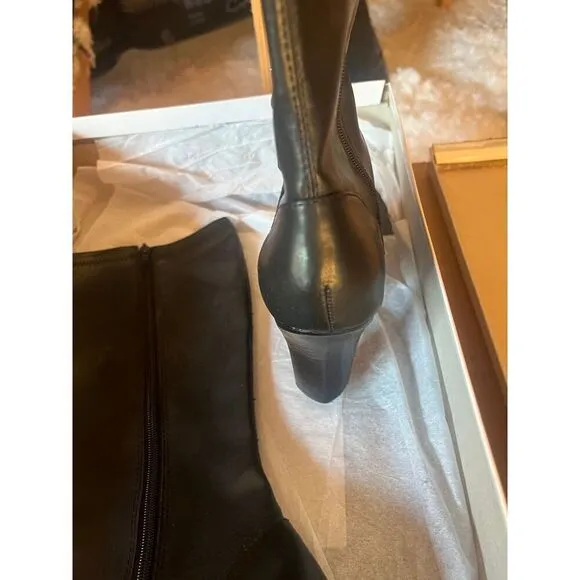 Roberto Vianni Catchy Dark Brown Square-Toe High Leather Boots size 8