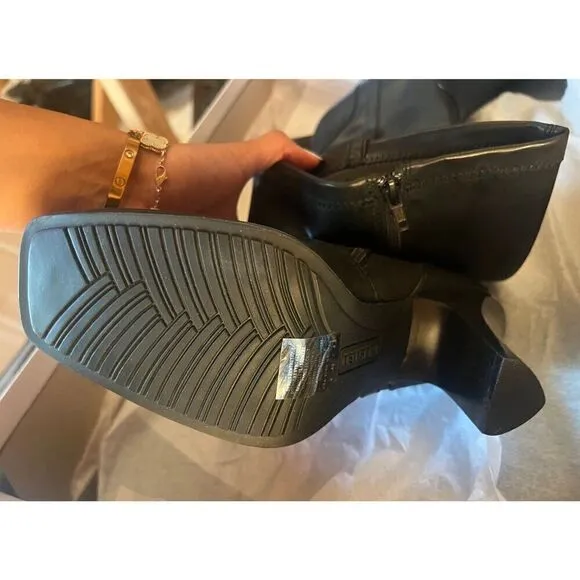 Roberto Vianni Catchy Dark Brown Square-Toe High Leather Boots size 8