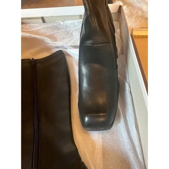 Roberto Vianni Catchy Dark Brown Square-Toe High Leather Boots size 8