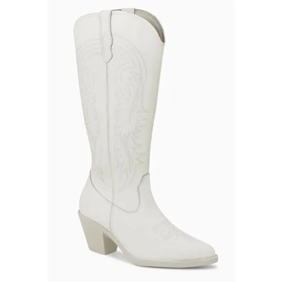 ROC Galveston High Western Boots in White Leather