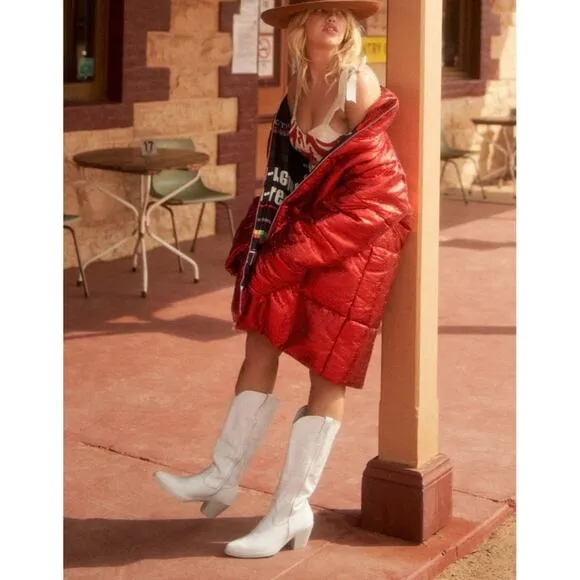 ROC Galveston High Western Boots in White Leather