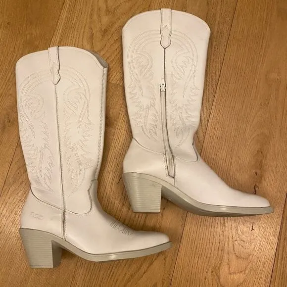 ROC Galveston High Western Boots in White Leather