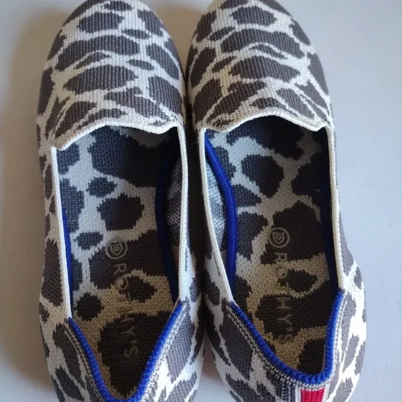Rothy's Girl's Cowgirl Cow  Print Round Toe Loafers Sz  3-Casual Slip-on Shoes