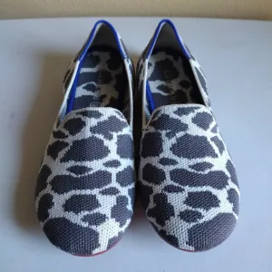 Rothy's Girl's Cowgirl Cow  Print Round Toe Loafers Sz  3-Casual Slip-on Shoes