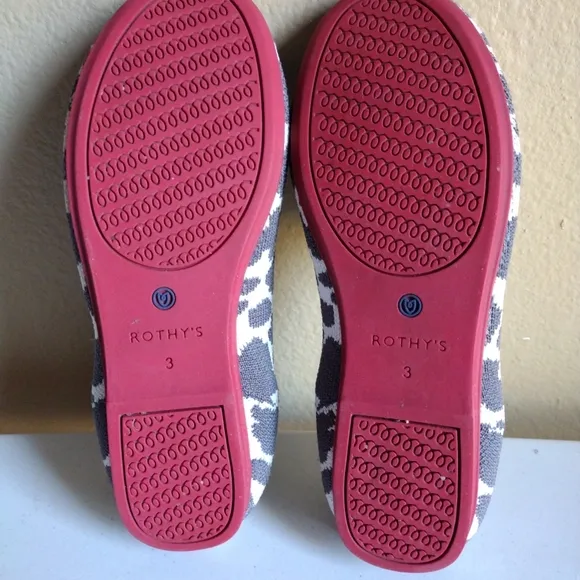 Rothy's Girl's Cowgirl Cow  Print Round Toe Loafers Sz  3-Casual Slip-on Shoes