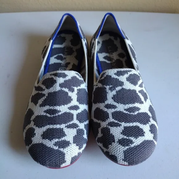 Rothy's Girl's Cowgirl Cow  Print Round Toe Loafers Sz  3-Casual Slip-on Shoes