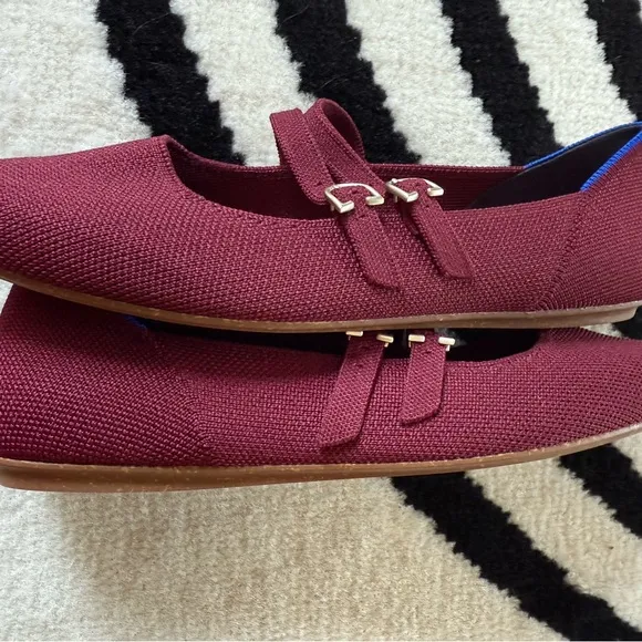 Rothys Merlot Double Buckle Mary Jane Women's Flats 6.5