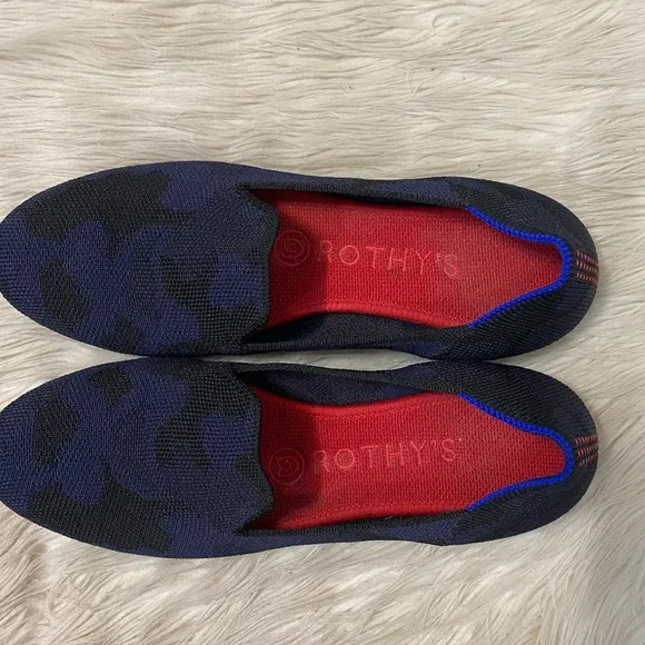Rothy’s Midnight Blue Camo Black Navy Retired Print Loafer Slip On Flats Shoes