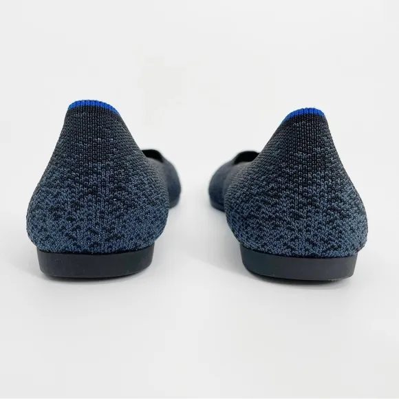 Rothy's Pointed Toe Sparkle Black Blue Zebra Stripe Flats Shoes Size 6.5 Ballet