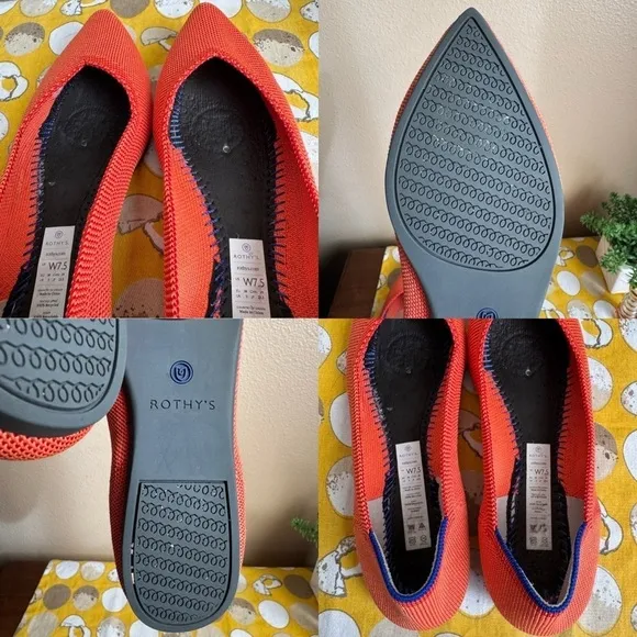 Rothy’s retired Persimmon orange The Point flat size 7.5