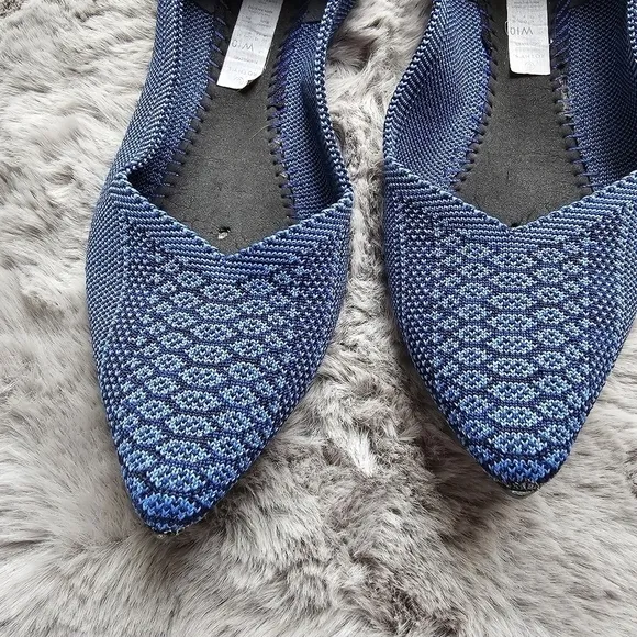 Rothy's snake print blue pointed toe flats size W10 rare find