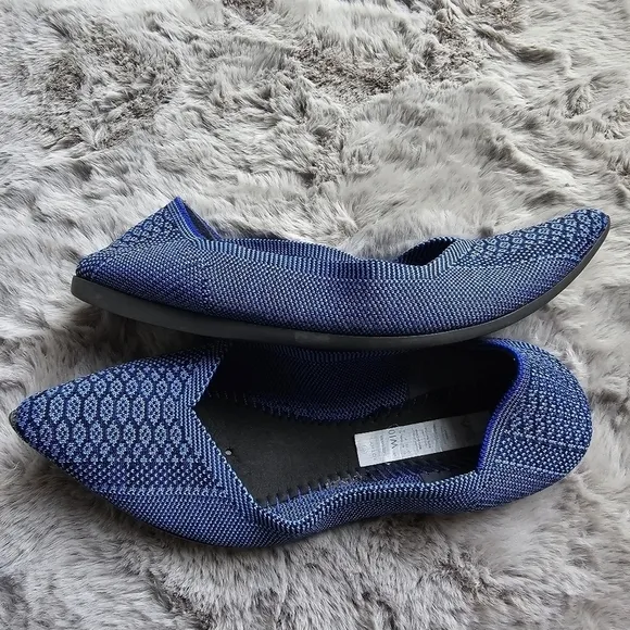 Rothy's snake print blue pointed toe flats size W10 rare find