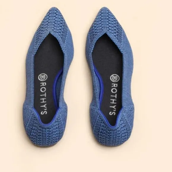 Rothy's snake print blue pointed toe flats size W10 rare find