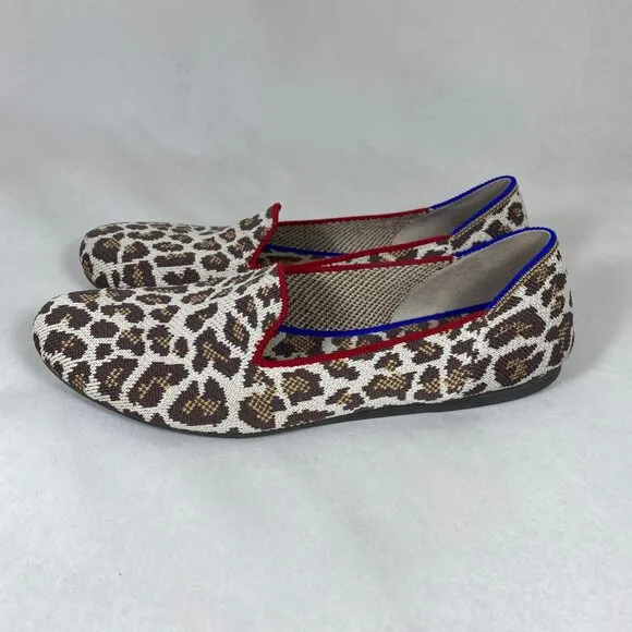 Rothy's The Loafer Flats *Mocha Spot* Leopard Animal Print Sz 8