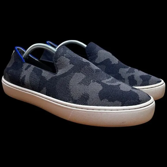 ROTHY'S The Original Slip On Sneaker Women's Sz 8.5 Black Grey Camo Knit Flats
