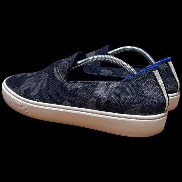 ROTHY'S The Original Slip On Sneaker Women's Sz 8.5 Black Grey Camo Knit Flats