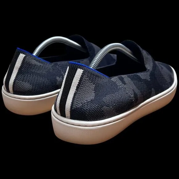 ROTHY'S The Original Slip On Sneaker Women's Sz 8.5 Black Grey Camo Knit Flats