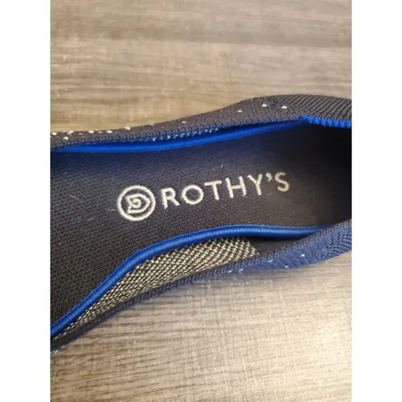 Rothy's The Point Flat Shoes Womens Size 10.5 Midnight Metallic