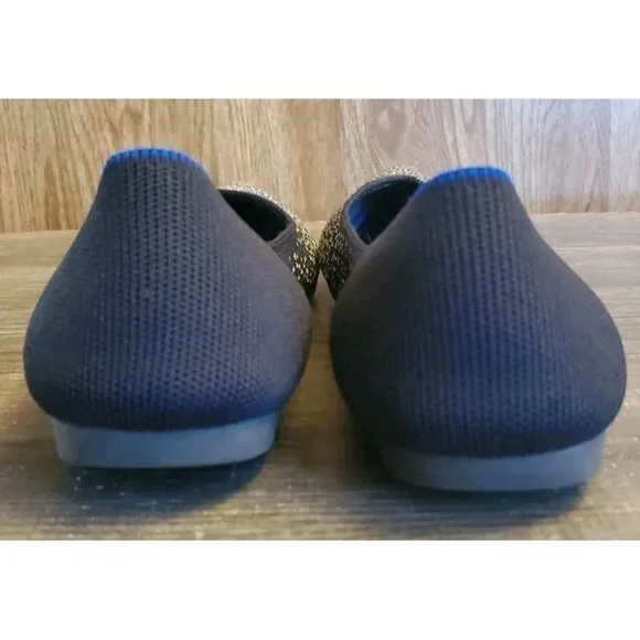 Rothy's The Point Flat Shoes Womens Size 10.5 Midnight Metallic