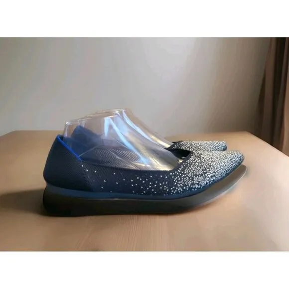 Rothy's The Point Flat Shoes Womens Size 10.5 Midnight Metallic