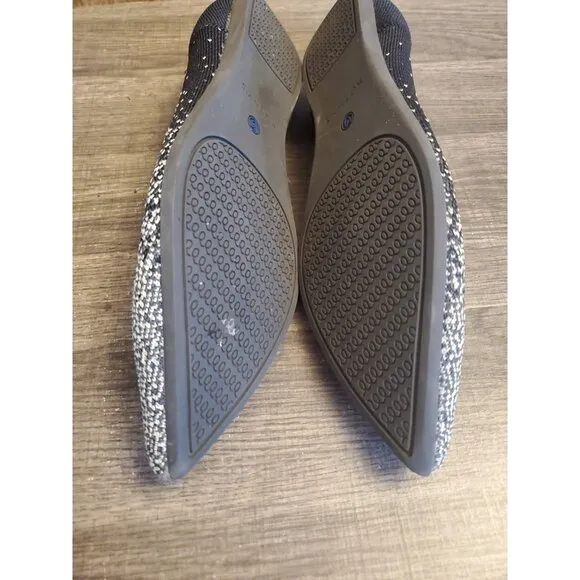 Rothy's The Point Flat Shoes Womens Size 10.5 Midnight Metallic