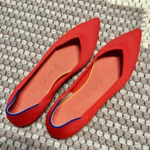 Rothy's The Point Red Flats - Machine Washable, Includes Orange Insoles