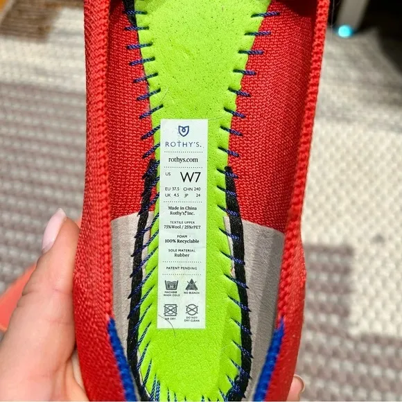 Rothy's The Point Red Flats - Machine Washable, Includes Orange Insoles
