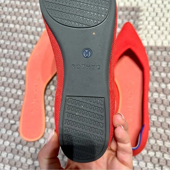 Rothy's The Point Red Flats - Machine Washable, Includes Orange Insoles