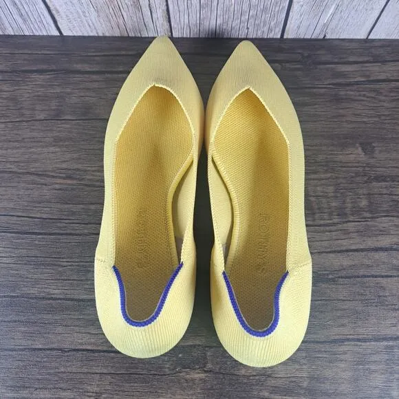 Rothys The Point Slip On Ballet Flats Women's Sz 8.5 Yellow Marigold (VGC)