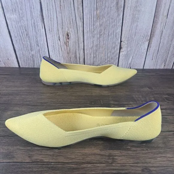 Rothys The Point Slip On Ballet Flats Women's Sz 8.5 Yellow Marigold (VGC)