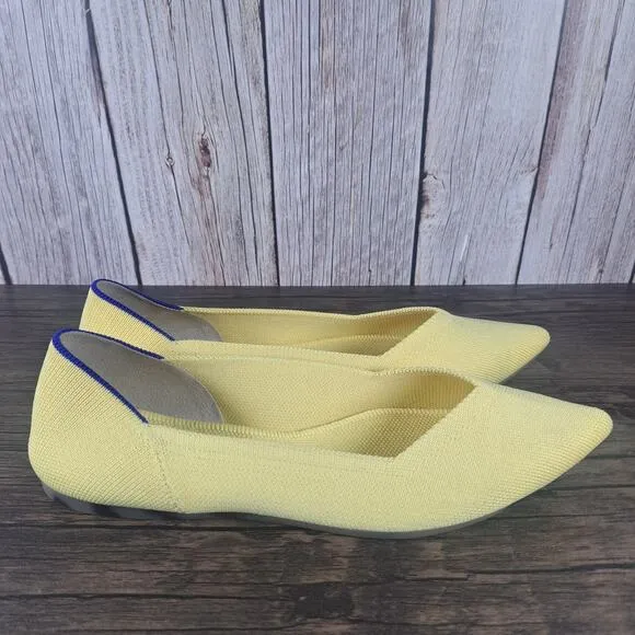 Rothys The Point Slip On Ballet Flats Women's Sz 8.5 Yellow Marigold (VGC)