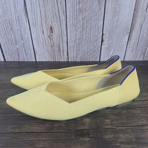 Rothys The Point Slip On Ballet Flats Women's Sz 8.5 Yellow Marigold (VGC)