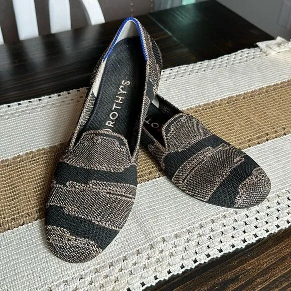 Rothy's Womens Rose Gold &amp; Black Shimmer Loafer Flats