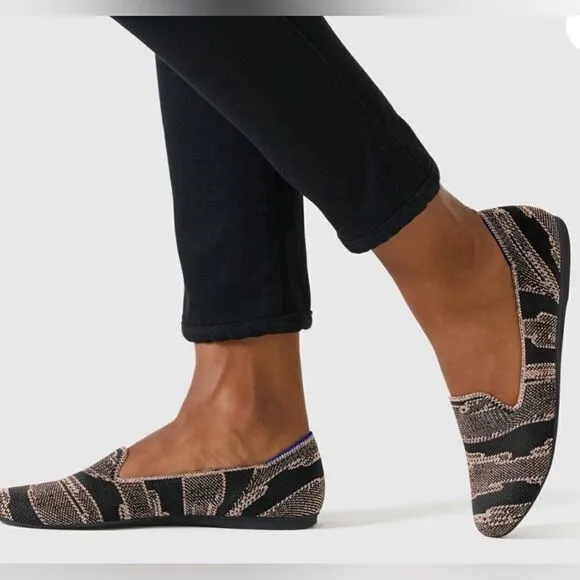 Rothy's Womens Rose Gold &amp; Black Shimmer Loafer Flats