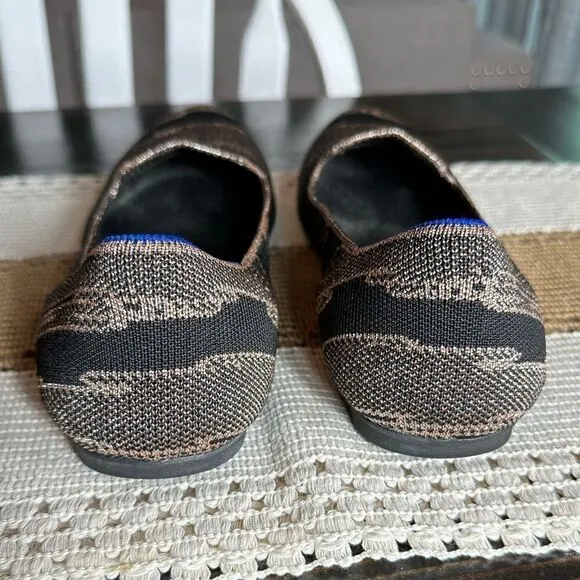Rothy's Womens Rose Gold &amp; Black Shimmer Loafer Flats