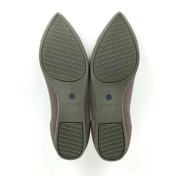 Rothy's Womens The Point Ballet Flats Grey Machine Wash Recycled Knit Size 8