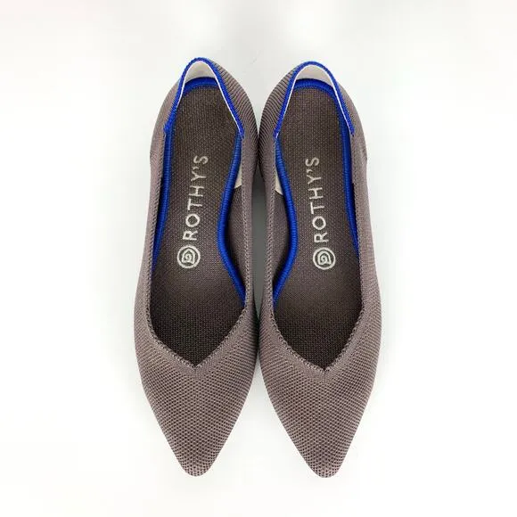 Rothy's Womens The Point Ballet Flats Grey Machine Wash Recycled Knit Size 8