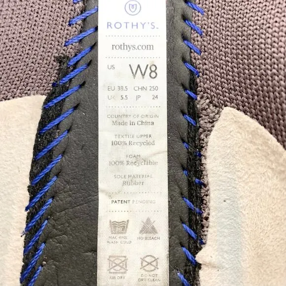 Rothy's Womens The Point Ballet Flats Grey Machine Wash Recycled Knit Size 8