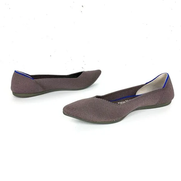 Rothy's Womens The Point Ballet Flats Grey Machine Wash Recycled Knit Size 8