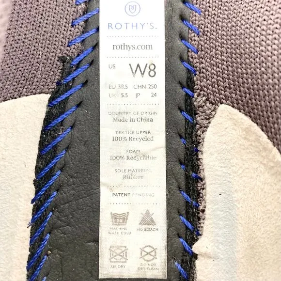Rothy's Womens The Point Ballet Flats Grey Machine Wash Recycled Knit Size 8