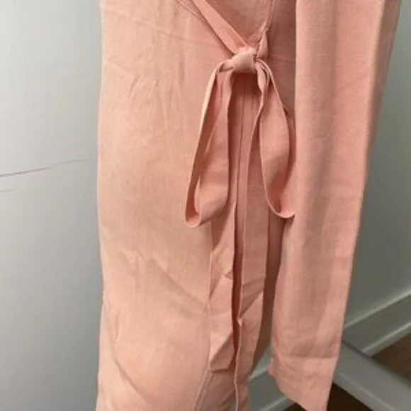 Rudsak Sania Knit Dress Longsleeve Cantaloupe Peach Wrap Waist Tie Medium New