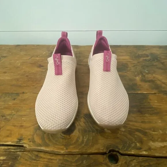 Ryka Echo Ease Trail Pink Knit Slip On Comfort Walking Sneakers, Size 7.5