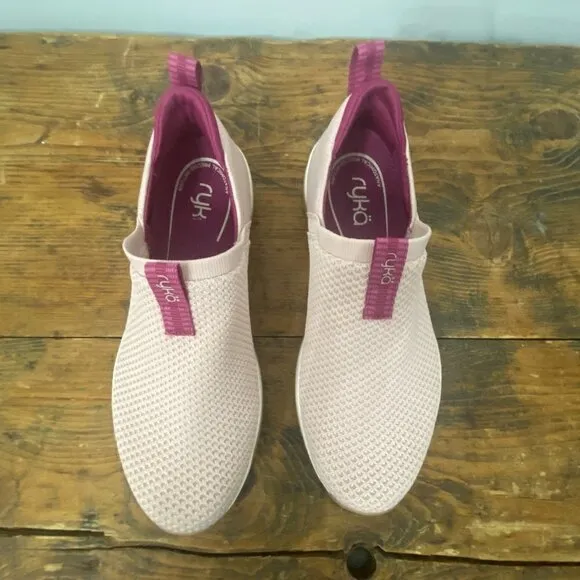 Ryka Echo Ease Trail Pink Knit Slip On Comfort Walking Sneakers, Size 7.5