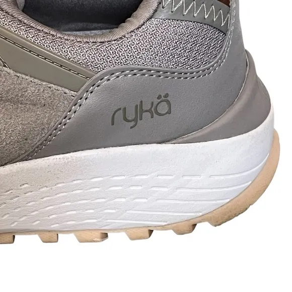 RYKA Kali Suede Sneakers Trail Leather Gray Pink Size 8 Wide FAST SHIPPING